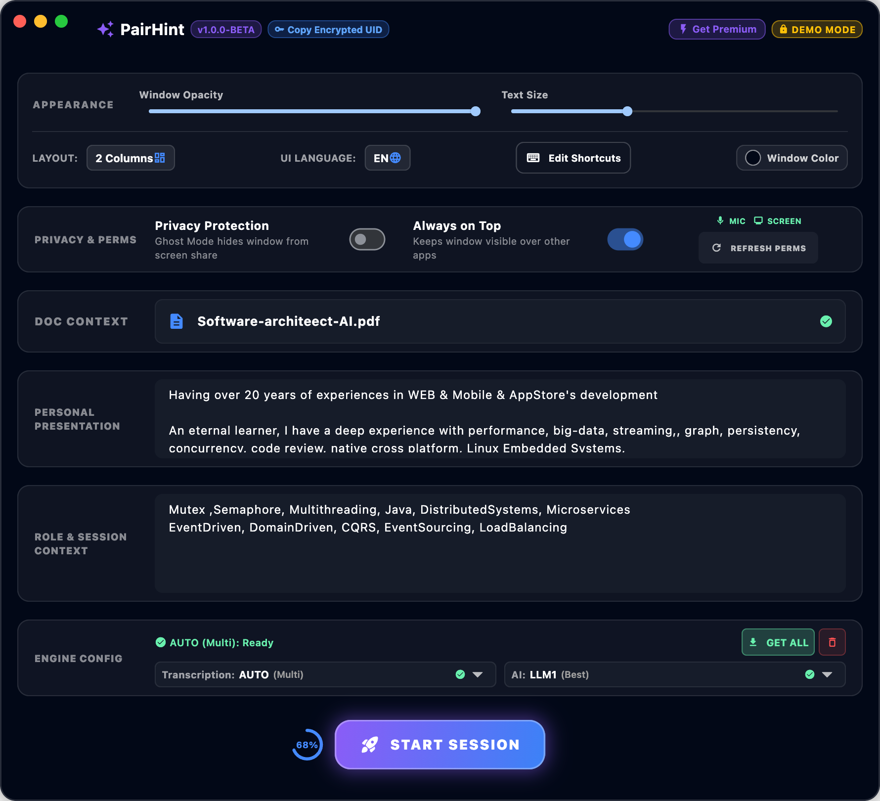 PairHint multi-engine AI integration and context controls